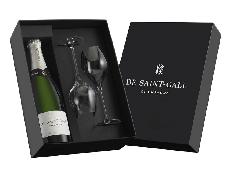 Estuche De Saint-Gall Blanc de Blancs Premier Cru con 2 copas